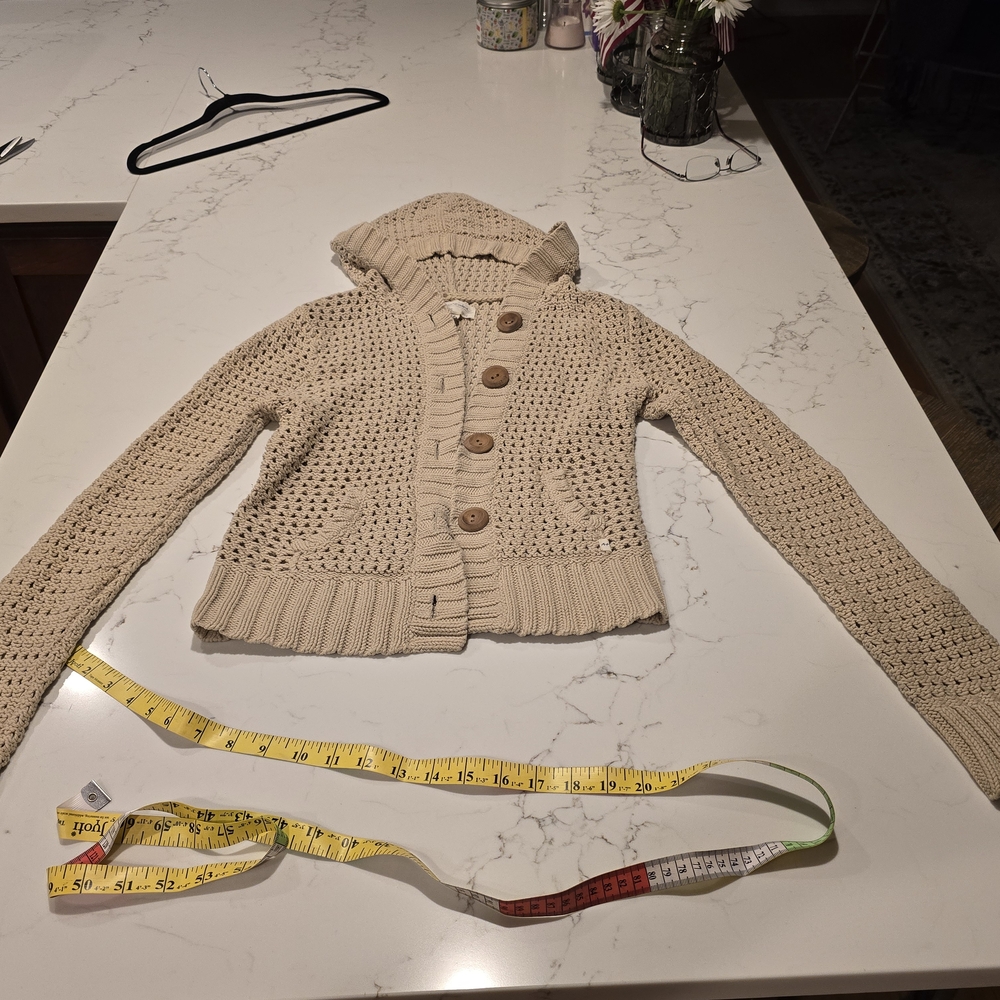 Abercrombie & Fitch Cream Cable Knit Jacket